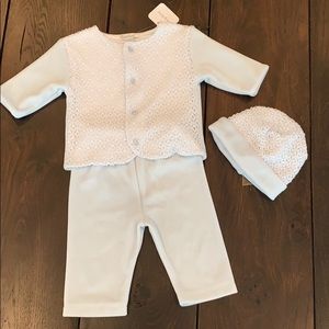 Kissy Kissy baby boy crochet velour newborn set